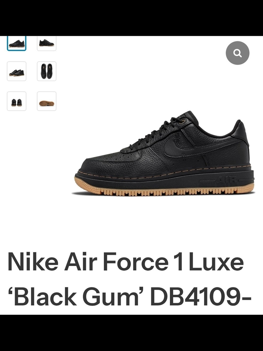 Nike Air FORCE 1 Luxe Black GUM